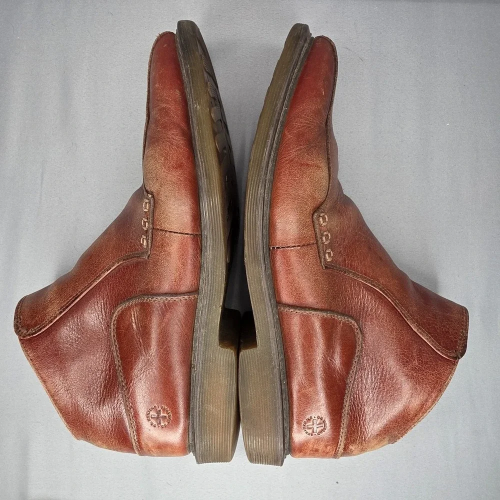 Dr. Martens Smiths Boots Mens 10 Womens 11 Brown Asymmetric Ankle Zip Up Leather